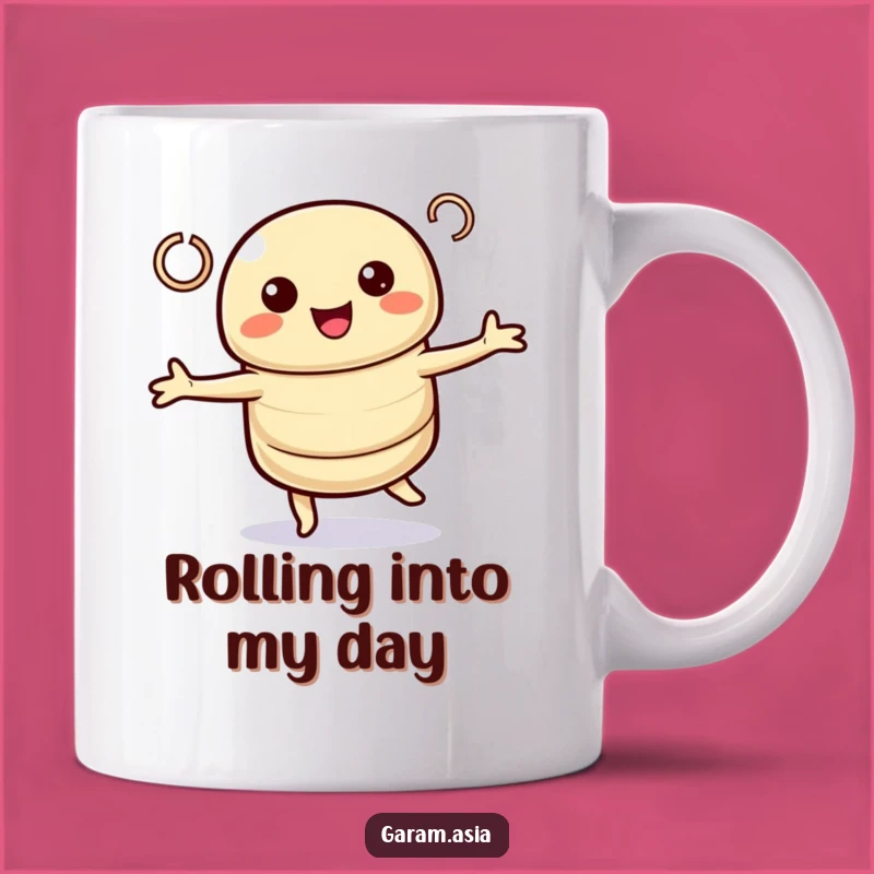 Funny Spring Roll Mug - Twirling Kawaii Character, Perfect Funny Gift Idea