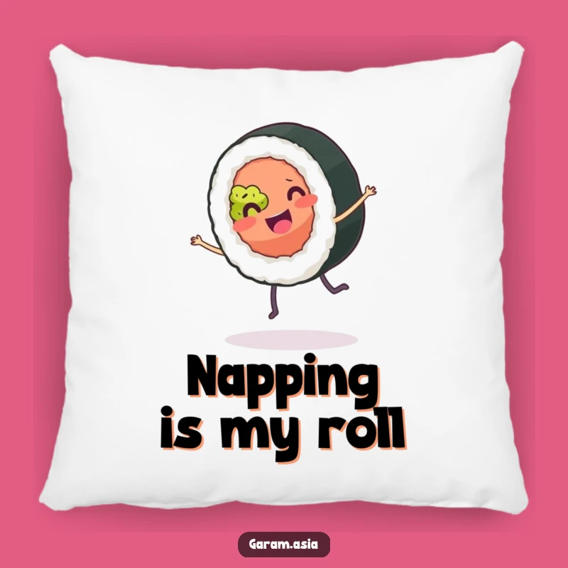 Funny Sushi Roll Pillow: Snuggle Up with Joyful Cartoon Foodie Comfort