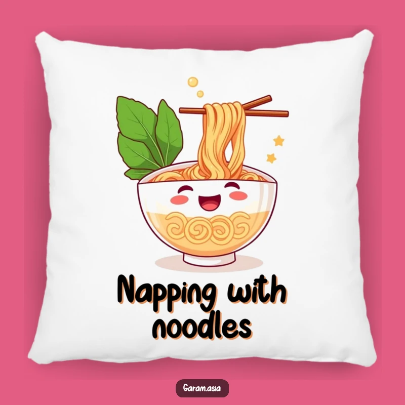 Funny Ramen Pillow: Snuggle Up with Cheerful Cartoon Foodie Comfort