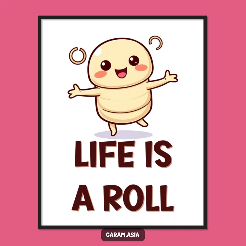 Funny Spring Roll Poster - Twirling Kawaii Art, Unique Funny Gift Decor