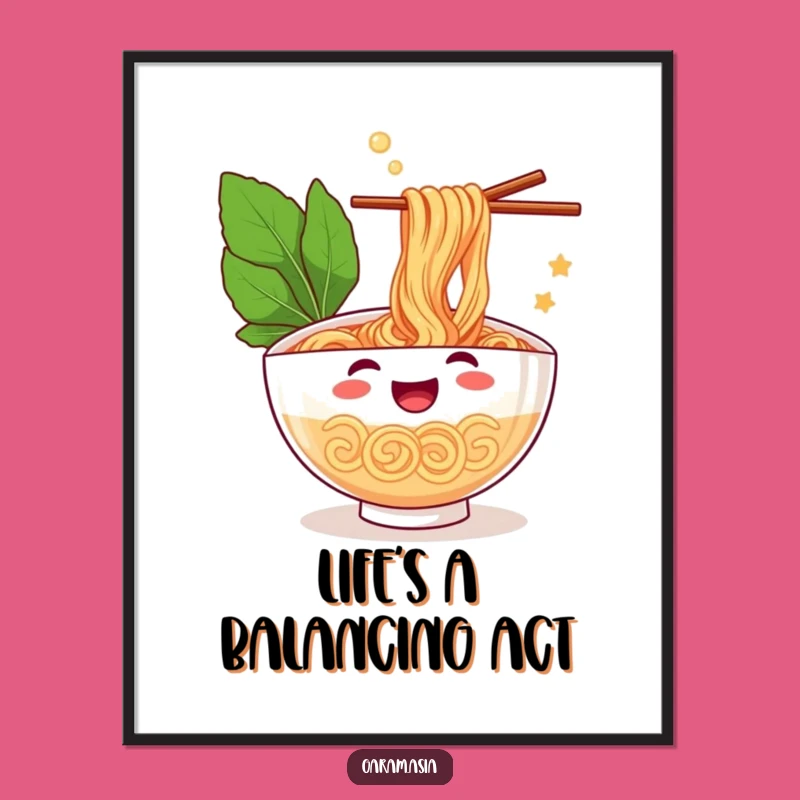 Funny Ramen Poster: Bring Cheerful Cartoon Energy to Your Walls