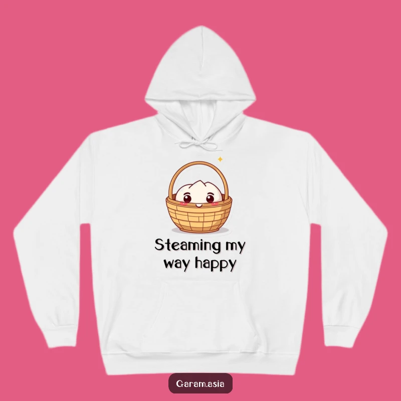 Cozy Funny Dim Sum Basket Hoodie - Delighted Kawaii Character, Ideal Funny Gift