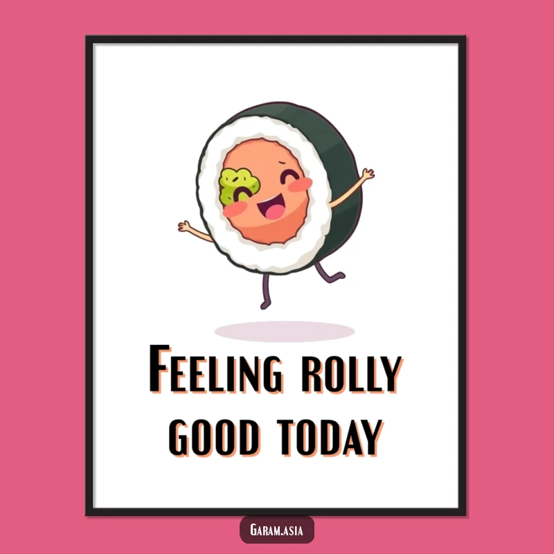 Free Printable Wall Art: Funny Sushi Cartwheel Poster, Playful Downloadable Decor!