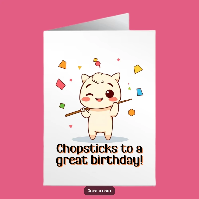 Free Printable Kawaii Chopsticks Birthday Card - Funny Downloadable Juggling Gift