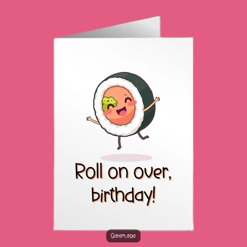 Free Printable Birthday Card: Funny Sushi Cartwheel Greeting, Perfect Downloadable Gift!