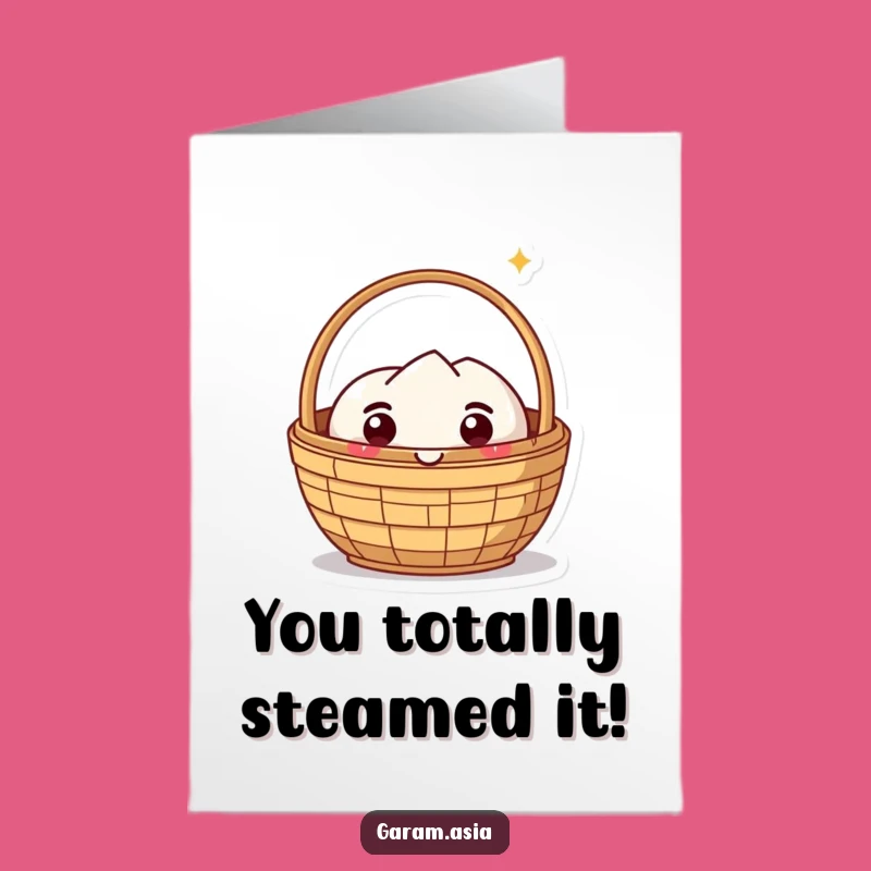 Free Printable Congrats Card: Joyful Dim Sum Basket, Downloadable Celebration