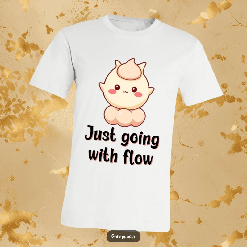 Funny t-shirt showcasing a kawaii wonton character happily floating on a bubble. A fun and funny present.