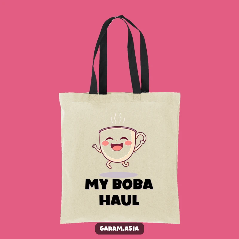 Funny Boba Tea Tote Bag: Carry Your Fun with Laughing Cartoon Style