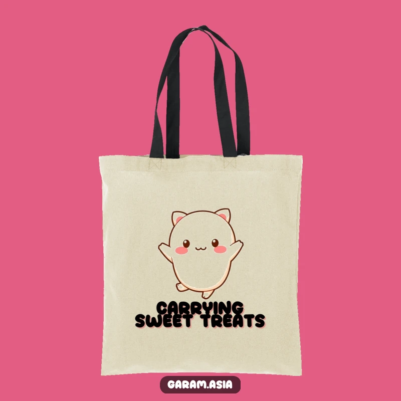 Funny Kawaii Wagashi Tote Bag: Cheerful Hop, Carry Your Sweet Style